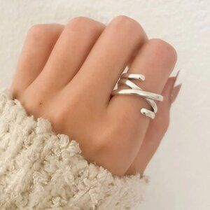 925 Sterling Silver Ring Modern Twist Ring Cross Ring Minimalist Ring Layer Ring
